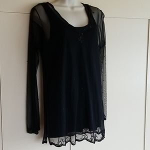 5 for $25. Sheer black tunic. Size M
